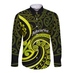 Lime Green New Zealand Mangopare Long Sleeve Button Shirt Aotearoa Maori Koru Style