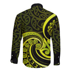 Lime Green New Zealand Mangopare Long Sleeve Button Shirt Aotearoa Maori Koru Style