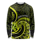 Lime Green New Zealand Mangopare Long Sleeve Shirt Aotearoa Maori Koru Style