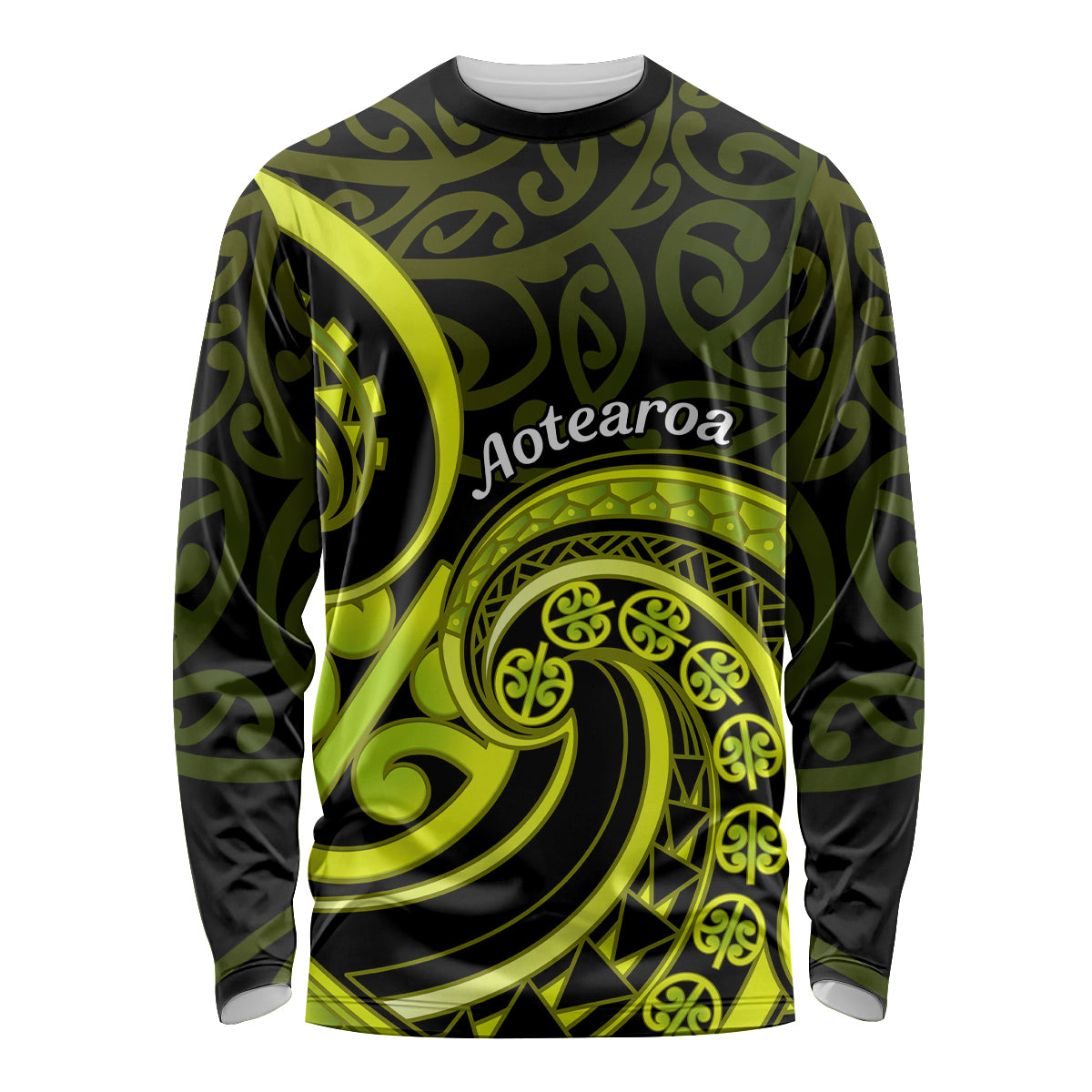 Lime Green New Zealand Mangopare Long Sleeve Shirt Aotearoa Maori Koru Style