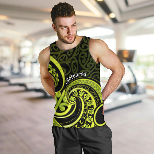 Lime Green New Zealand Mangopare Men Tank Top Aotearoa Maori Koru Style