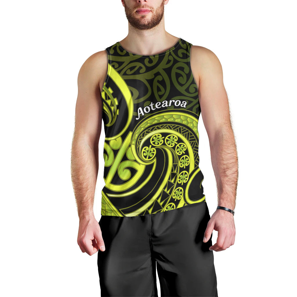 Lime Green New Zealand Mangopare Men Tank Top Aotearoa Maori Koru Style