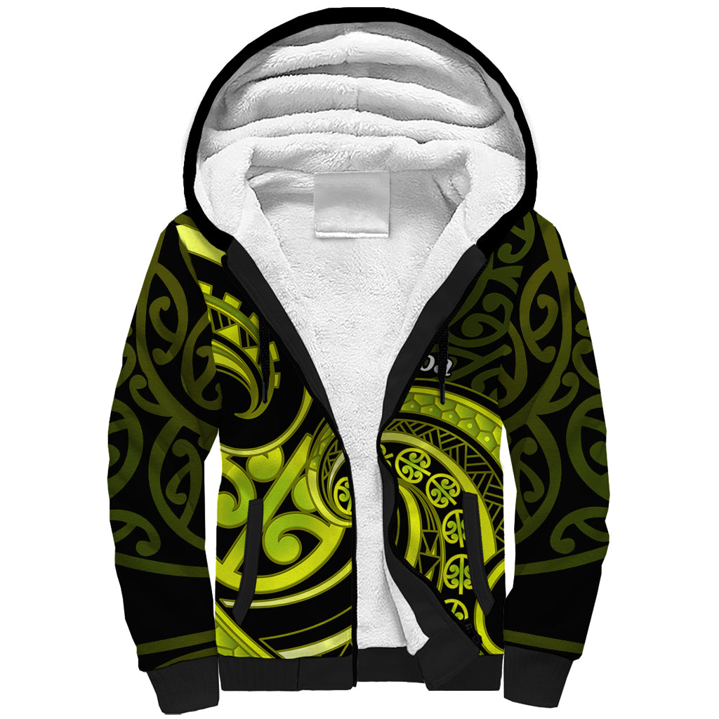 Lime Green New Zealand Mangopare Sherpa Hoodie Aotearoa Maori Koru Style