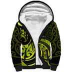 Lime Green New Zealand Mangopare Sherpa Hoodie Aotearoa Maori Koru Style