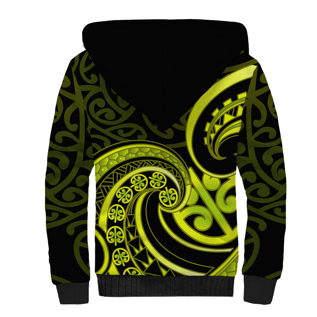Lime Green New Zealand Mangopare Sherpa Hoodie Aotearoa Maori Koru Style