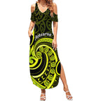 Lime Green New Zealand Mangopare Summer Maxi Dress Aotearoa Maori Koru Style