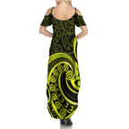 Lime Green New Zealand Mangopare Summer Maxi Dress Aotearoa Maori Koru Style