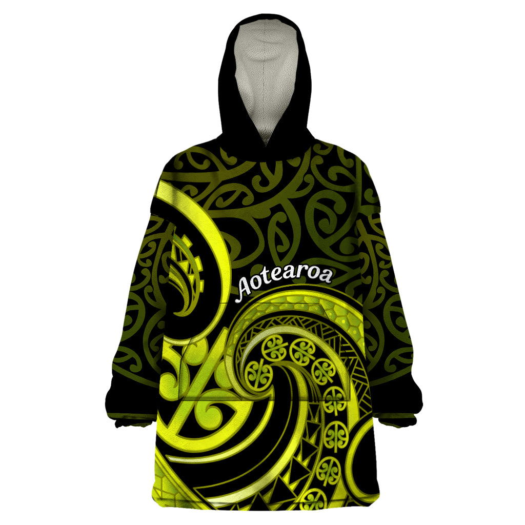 Lime Green New Zealand Mangopare Wearable Blanket Hoodie Aotearoa Maori Koru Style