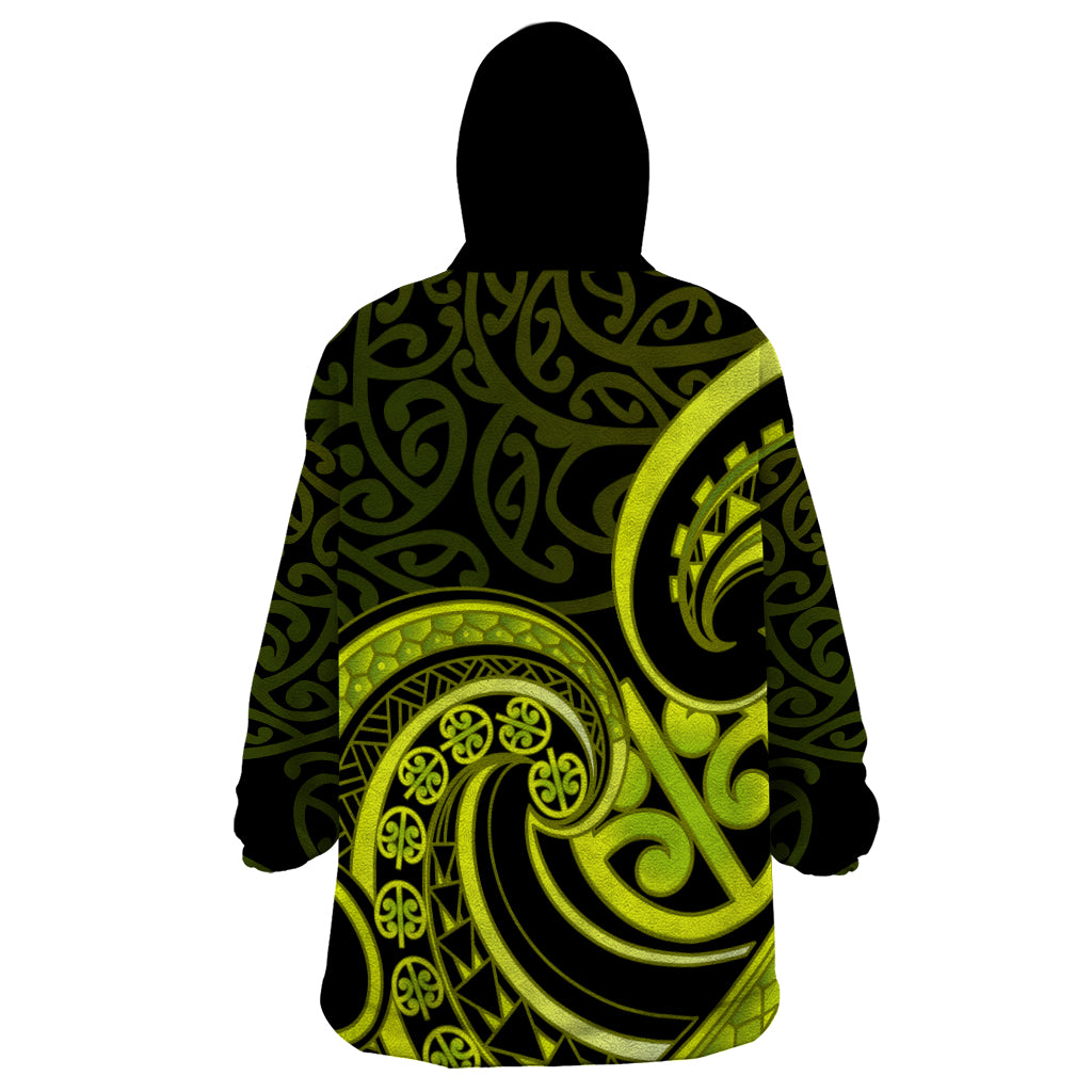 Lime Green New Zealand Mangopare Wearable Blanket Hoodie Aotearoa Maori Koru Style