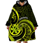 Lime Green New Zealand Mangopare Wearable Blanket Hoodie Aotearoa Maori Koru Style