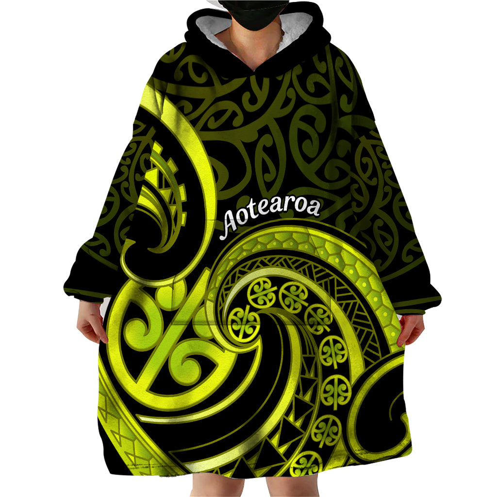 Lime Green New Zealand Mangopare Wearable Blanket Hoodie Aotearoa Maori Koru Style
