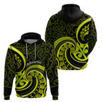 Lime Green New Zealand Mangopare Zip Hoodie Aotearoa Maori Koru Style