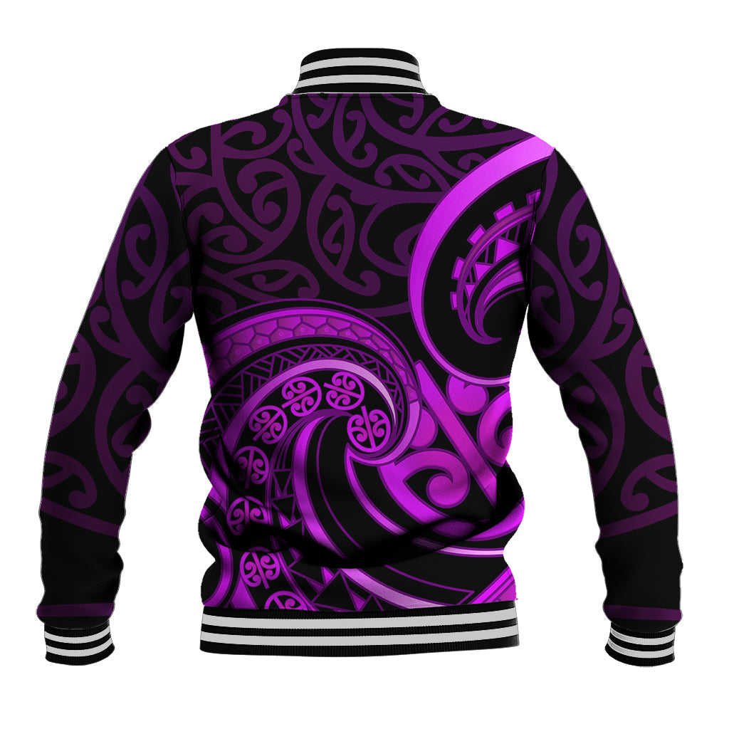 Purple Aotearoa Mangopare Baseball Jacket NZ Maori Koru Style