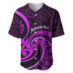 Purple Aotearoa Mangopare Baseball Jersey NZ Maori Koru Style