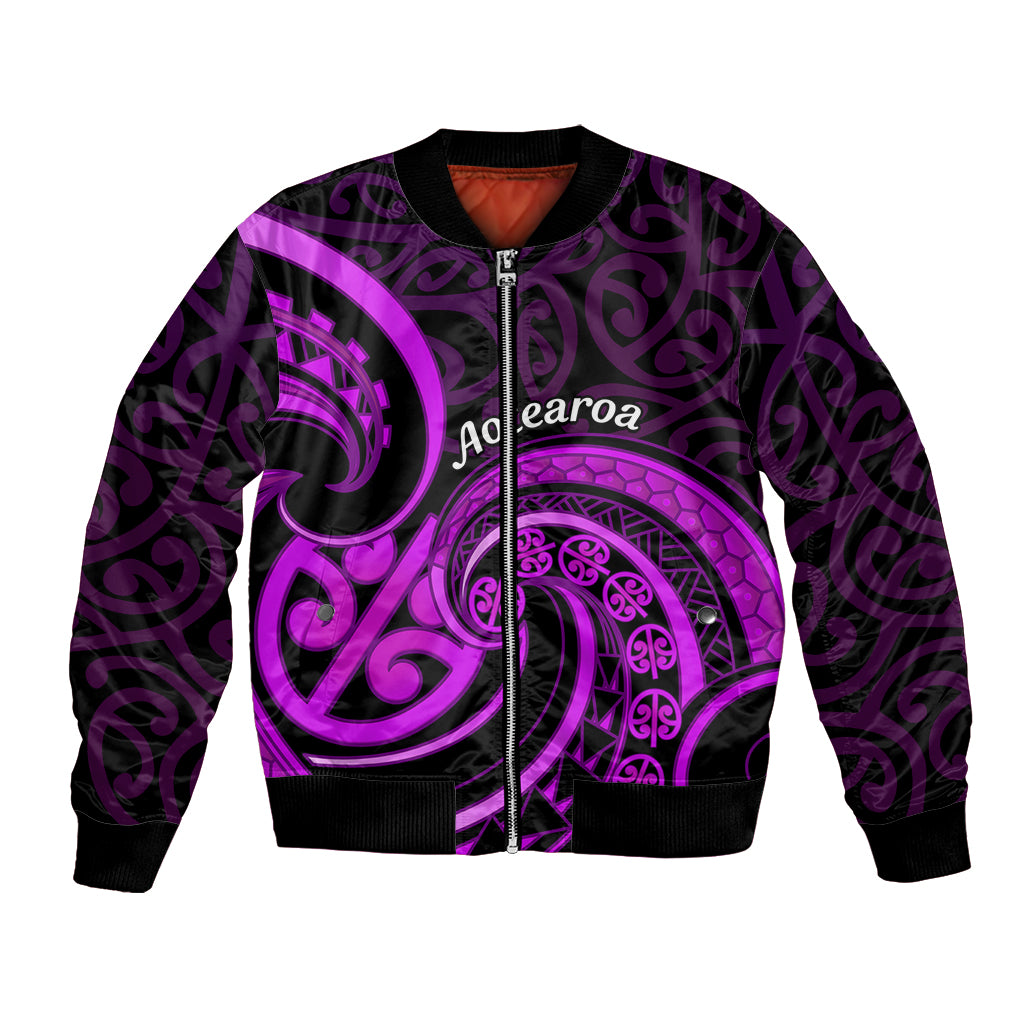 Purple Aotearoa Mangopare Bomber Jacket NZ Maori Koru Style