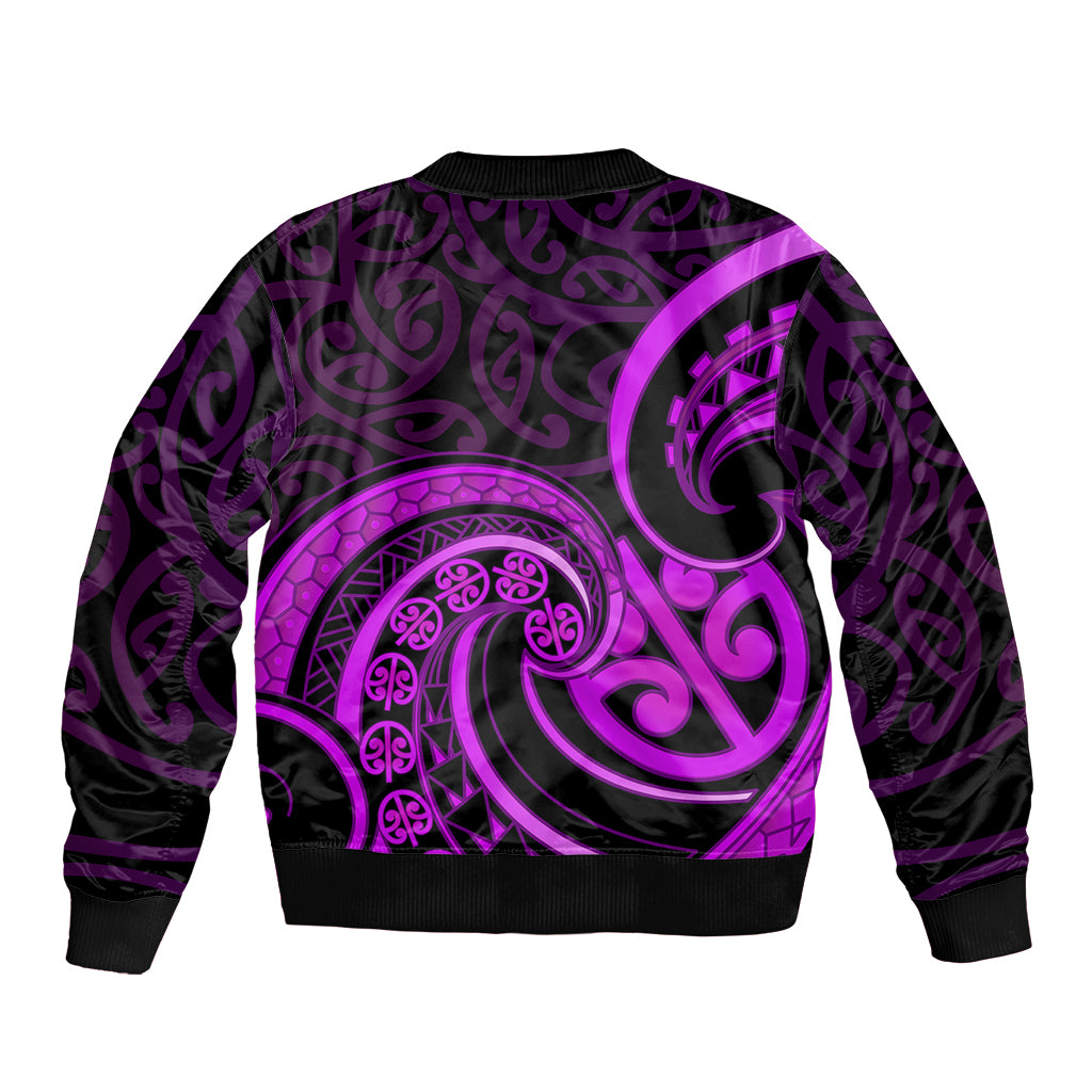 Purple Aotearoa Mangopare Bomber Jacket NZ Maori Koru Style