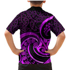 Purple Aotearoa Mangopare Family Matching Mermaid Dress and Hawaiian Shirt NZ Maori Koru Style