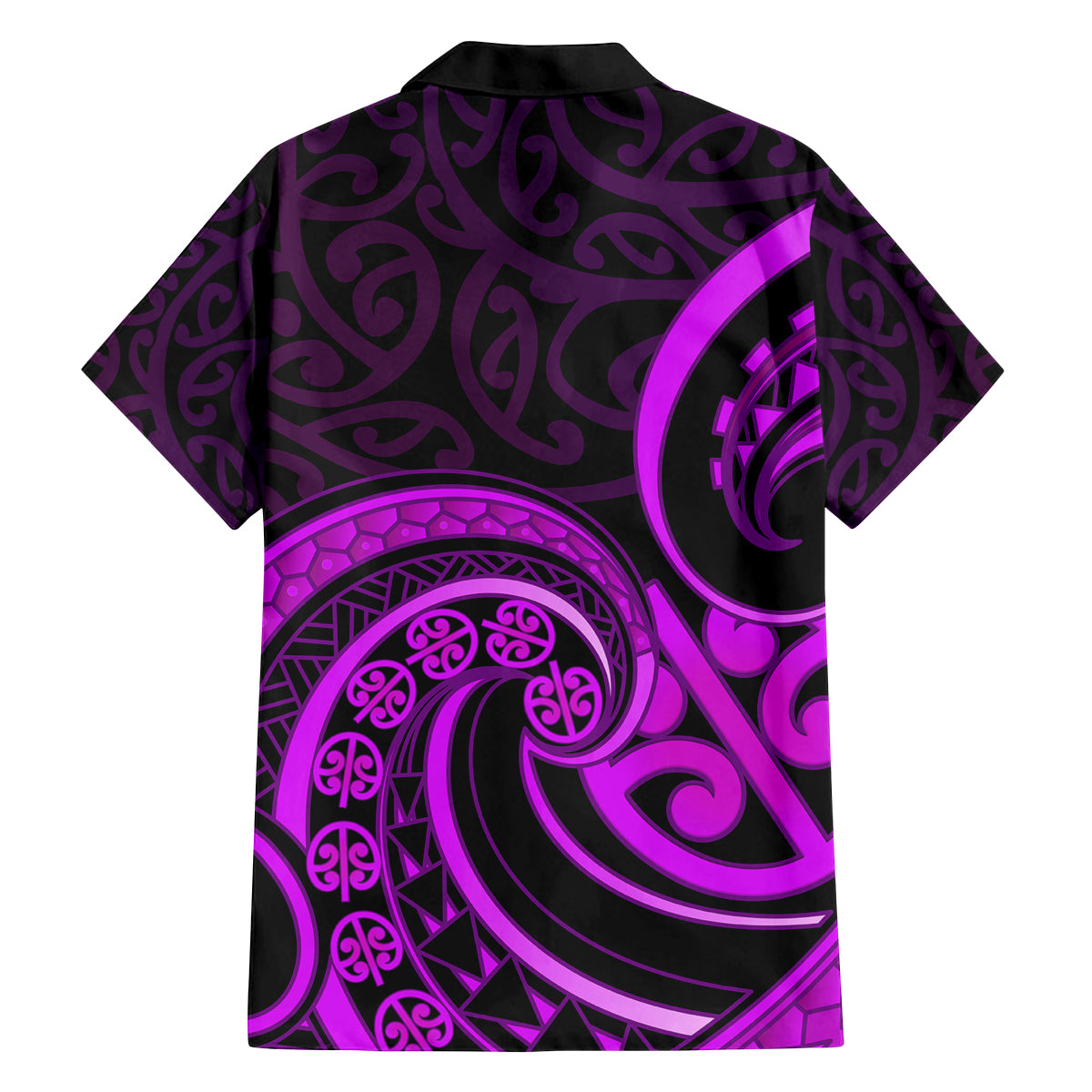 Purple Aotearoa Mangopare Family Matching Off Shoulder Short Dress and Hawaiian Shirt NZ Maori Koru Style