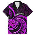 Purple Aotearoa Mangopare Family Matching Summer Maxi Dress and Hawaiian Shirt NZ Maori Koru Style