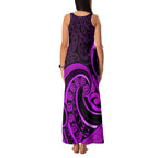 Purple Aotearoa Mangopare Family Matching Tank Maxi Dress and Hawaiian Shirt NZ Maori Koru Style