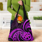 Purple Aotearoa Mangopare Grocery Bag NZ Maori Koru Style