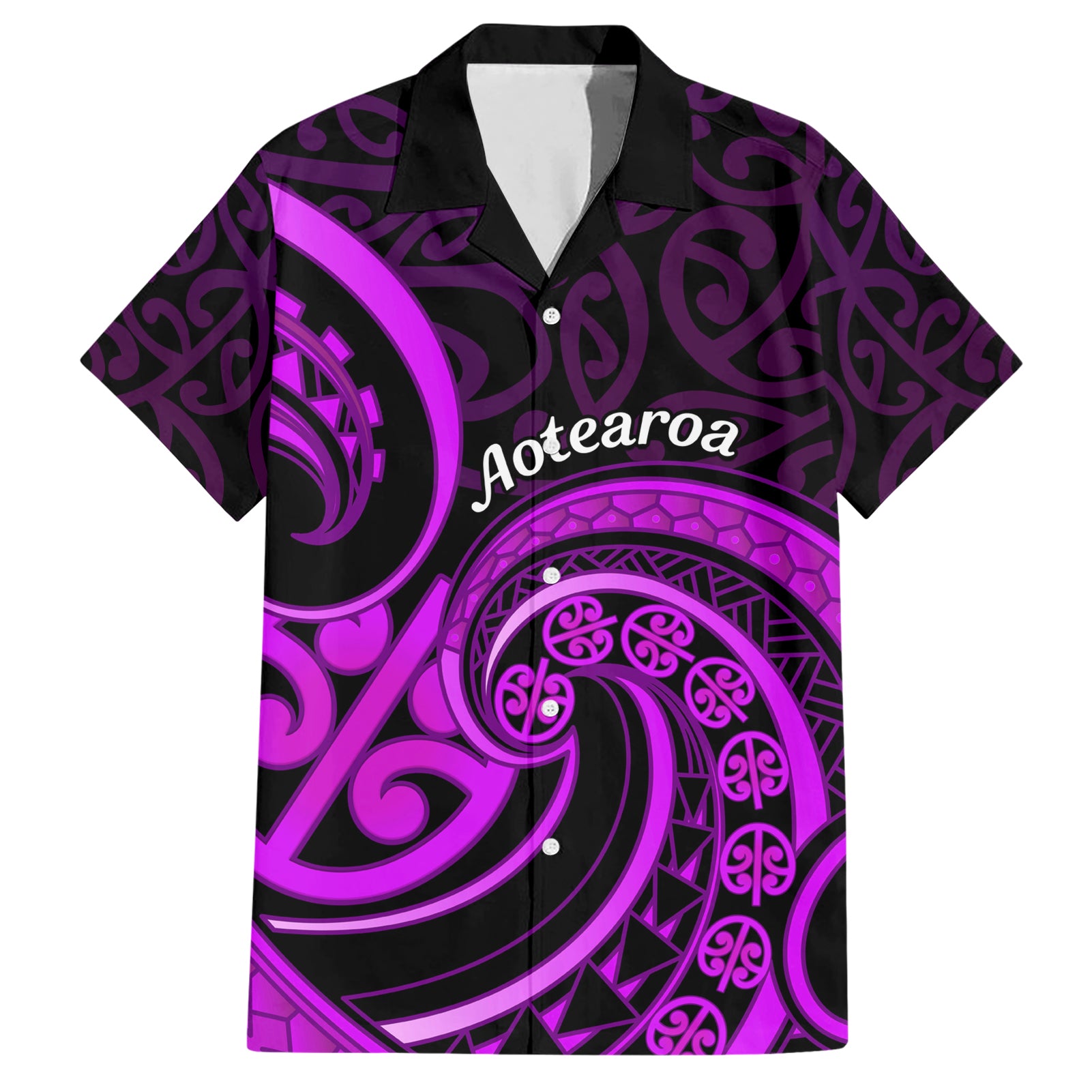 Purple Aotearoa Mangopare Hawaiian Shirt NZ Maori Koru Style