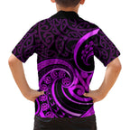 Purple Aotearoa Mangopare Hawaiian Shirt NZ Maori Koru Style