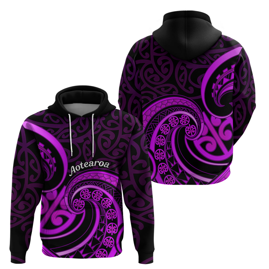 Purple Aotearoa Mangopare Hoodie NZ Maori Koru Style