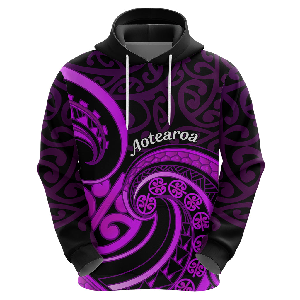 Purple Aotearoa Mangopare Hoodie NZ Maori Koru Style