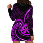 Purple Aotearoa Mangopare Hoodie Dress NZ Maori Koru Style
