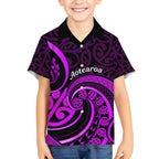 Purple Aotearoa Mangopare Kid Hawaiian Shirt NZ Maori Koru Style