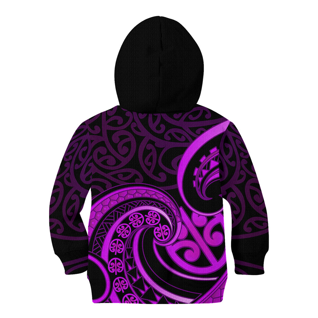 Purple Aotearoa Mangopare Kid Hoodie NZ Maori Koru Style