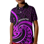 Purple Aotearoa Mangopare Kid Polo Shirt NZ Maori Koru Style