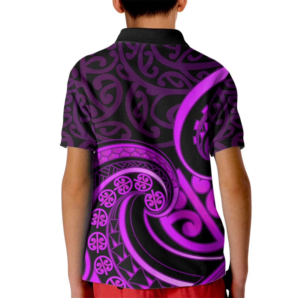 Purple Aotearoa Mangopare Kid Polo Shirt NZ Maori Koru Style