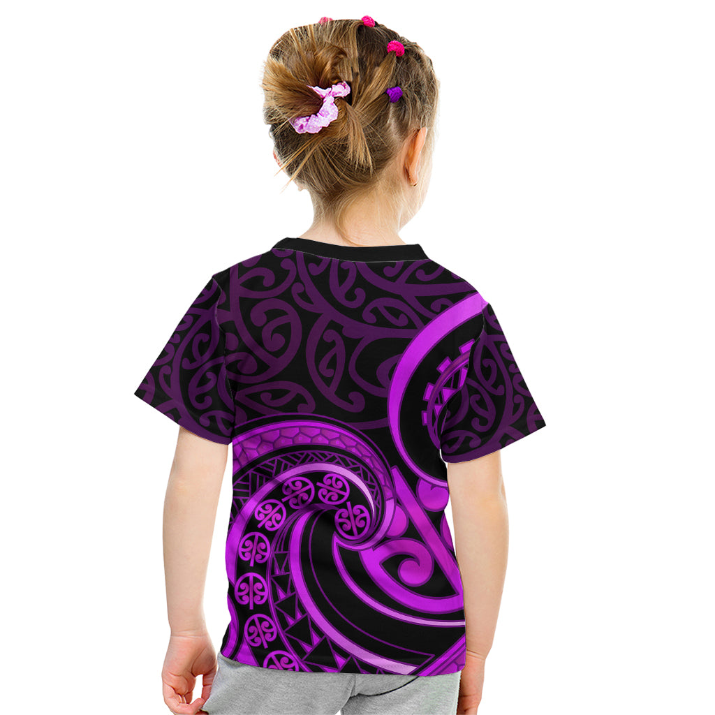 Purple Aotearoa Mangopare Kid T Shirt NZ Maori Koru Style