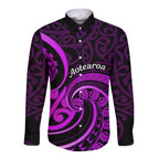 Purple Aotearoa Mangopare Long Sleeve Button Shirt NZ Maori Koru Style