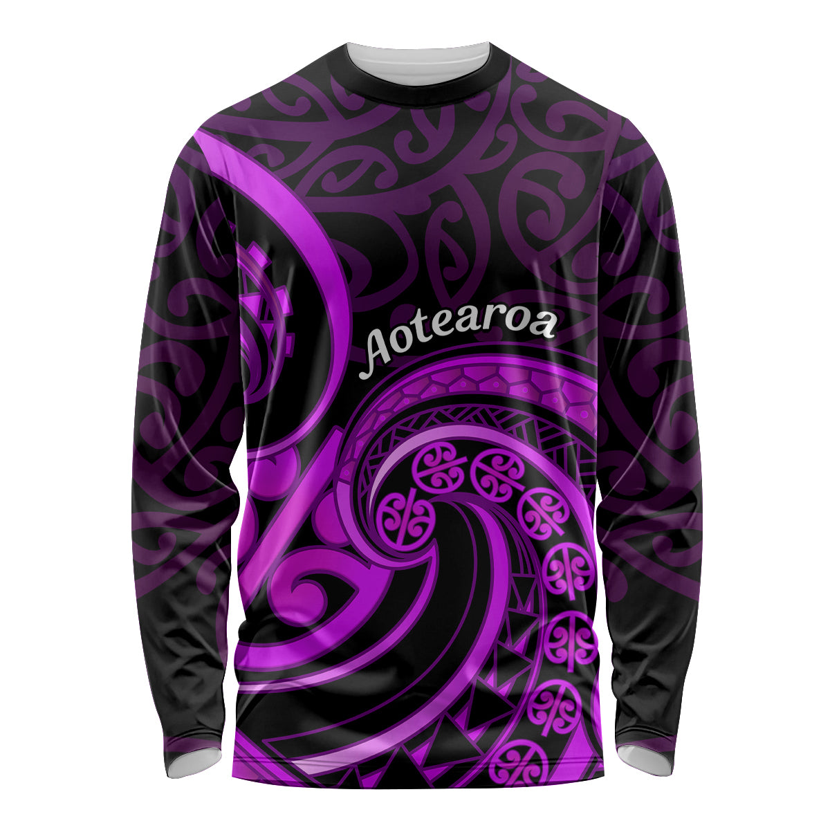 Purple Aotearoa Mangopare Long Sleeve Shirt NZ Maori Koru Style