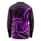 Purple Aotearoa Mangopare Long Sleeve Shirt NZ Maori Koru Style