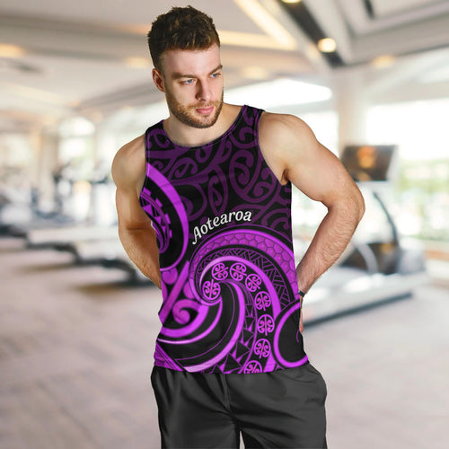 Purple Aotearoa Mangopare Men Tank Top NZ Maori Koru Style