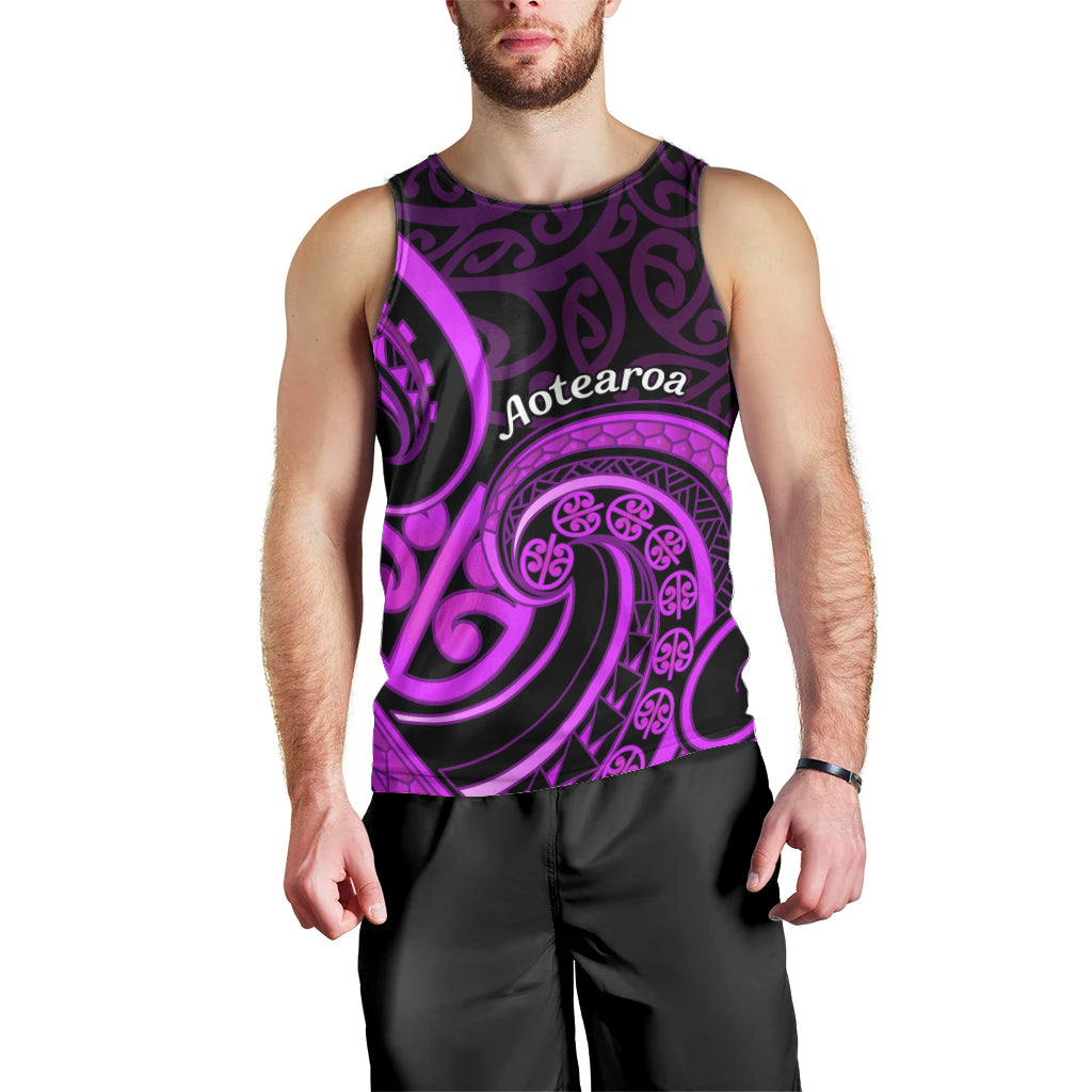 Purple Aotearoa Mangopare Men Tank Top NZ Maori Koru Style