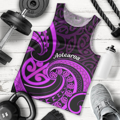 Purple Aotearoa Mangopare Men Tank Top NZ Maori Koru Style