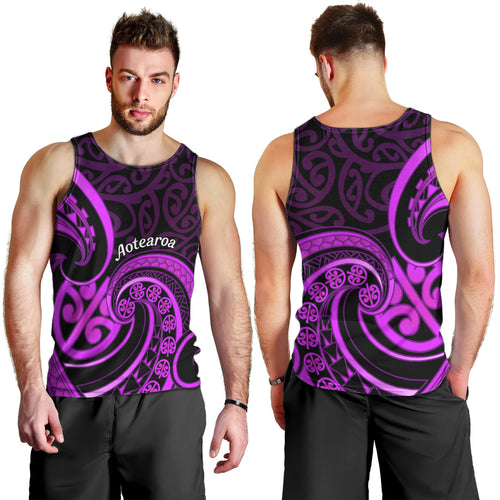Purple Aotearoa Mangopare Men Tank Top NZ Maori Koru Style