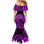 Purple Aotearoa Mangopare Mermaid Dress NZ Maori Koru Style