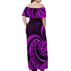 Purple Aotearoa Mangopare Off Shoulder Maxi Dress NZ Maori Koru Style