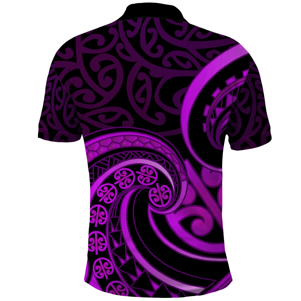 Purple Aotearoa Mangopare Polo Shirt NZ Maori Koru Style