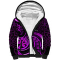 Purple Aotearoa Mangopare Sherpa Hoodie NZ Maori Koru Style