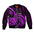 Purple Aotearoa Mangopare Sleeve Zip Bomber Jacket NZ Maori Koru Style