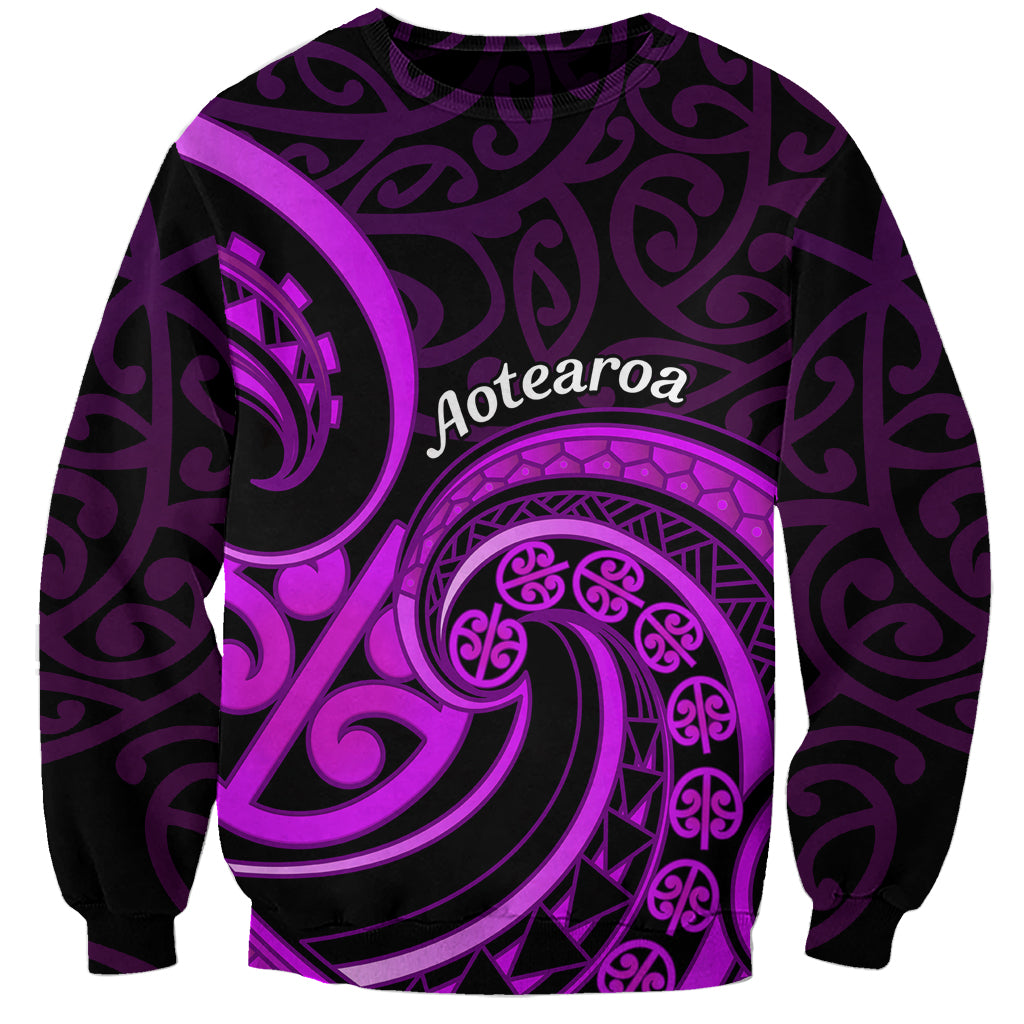 Purple Aotearoa Mangopare Sweatshirt NZ Maori Koru Style