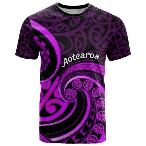 Purple Aotearoa Mangopare T Shirt NZ Maori Koru Style