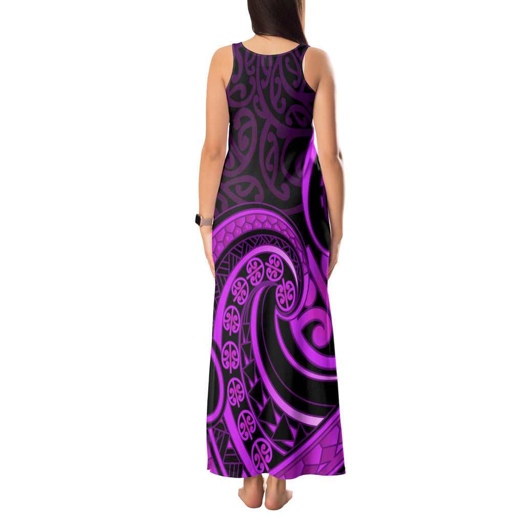 Purple Aotearoa Mangopare Tank Maxi Dress NZ Maori Koru Style
